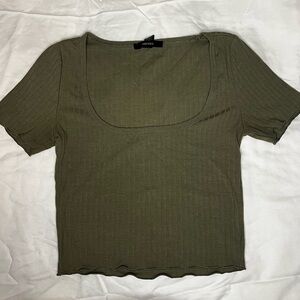Forever 21 Olive Ribbed Crop Top